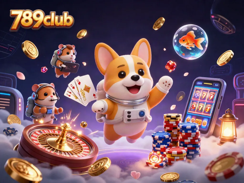 Experience thrilling gaming action with 789club's vibrant casino scene featuring an astronaut corgi!