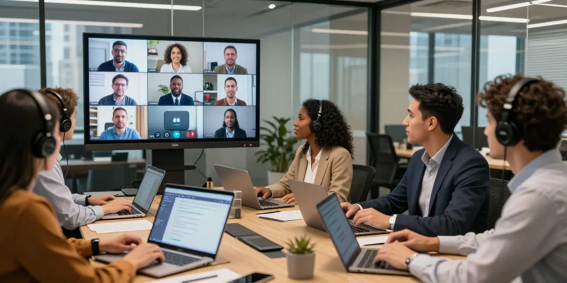 KI-Sprachübersetzer ermöglicht reibungslose virtuelle Meetings für diverse Teams.