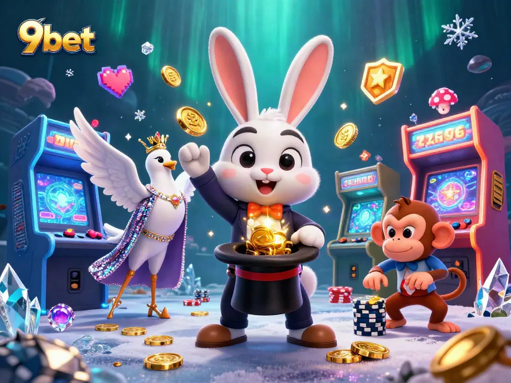 Engage in high-stakes fun with 9bet's magical gambling experience, featuring vibrant casino elements.
