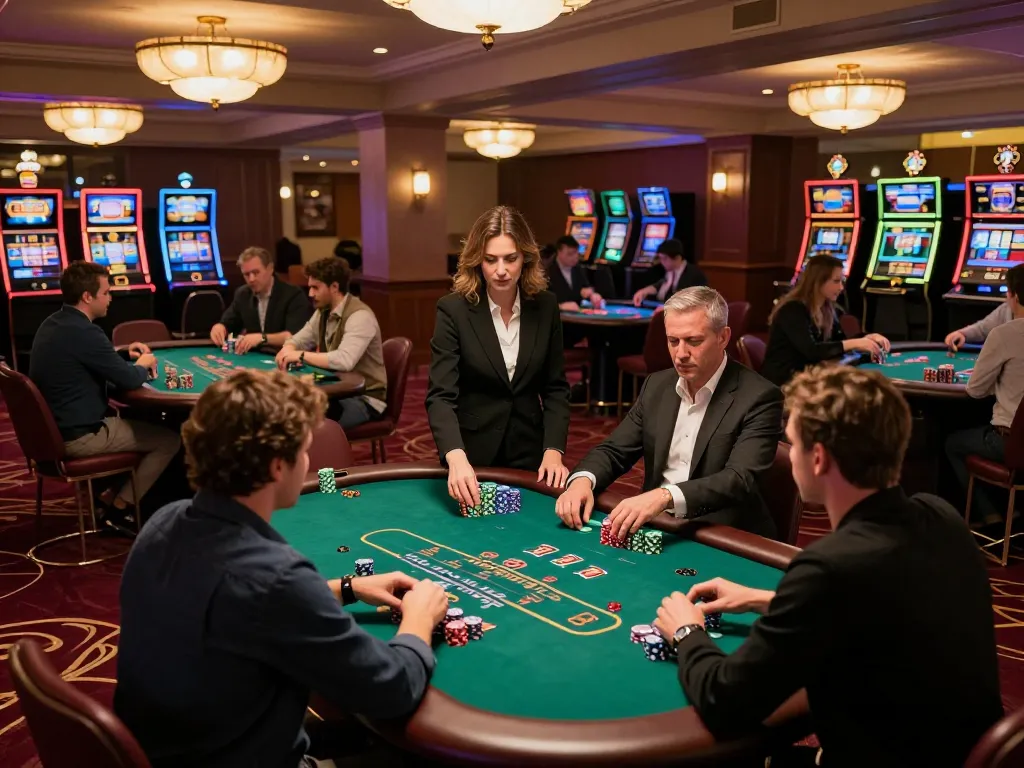 GG88 players enjoying intense blackjack action at elegantly lit casino tables