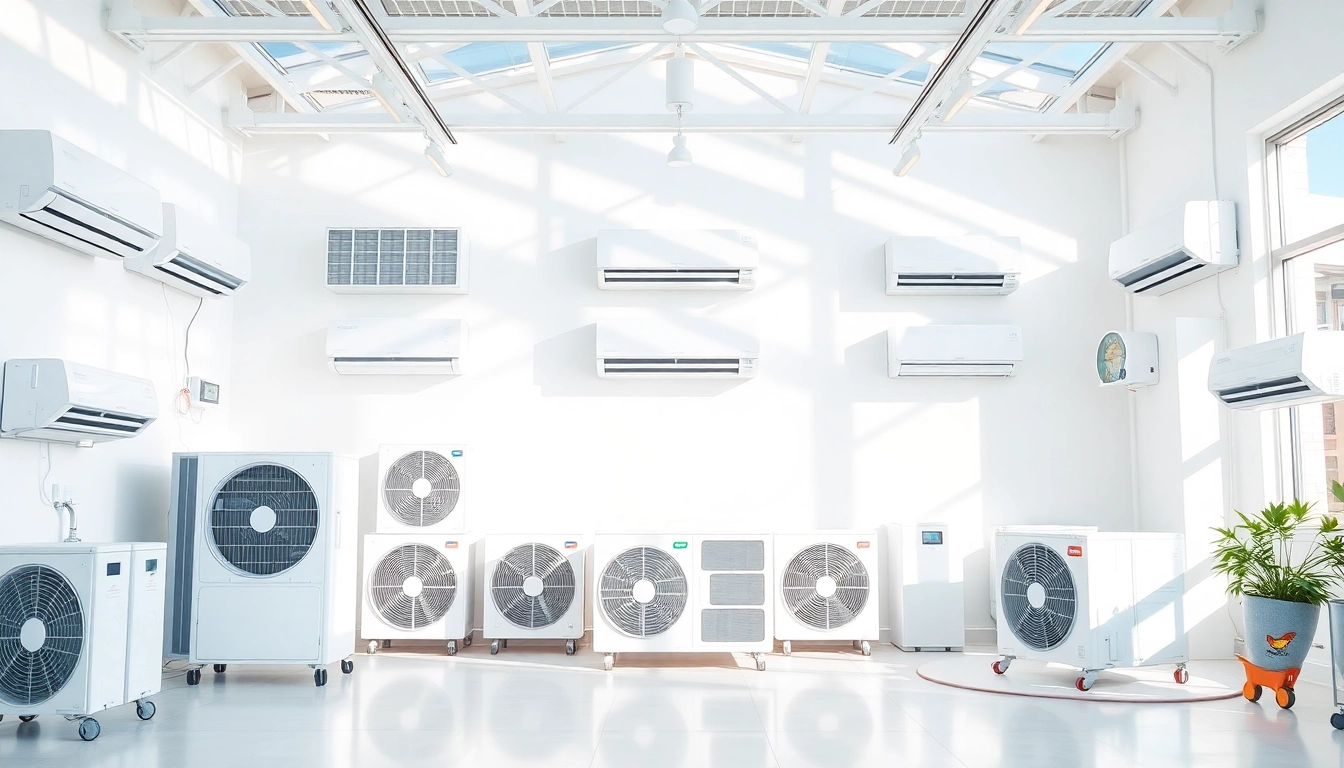 Klimaanlagen kaufen: Discover sleek air conditioning units showcased in a modern showroom, highlighting energy efficiency.