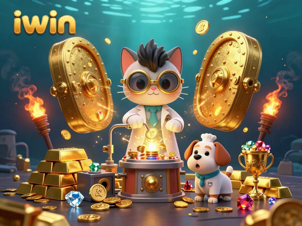 Join the thrilling adventure on iwin with a mad scientist cat and dog creating gold-filled wonders.