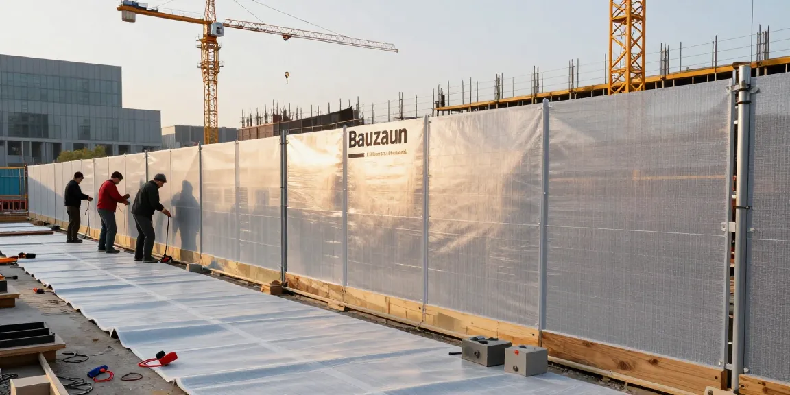 Lärmschutz für Bauzäune, Bauzaun Lärmschutzmatten wetterfest mieten, Baustelle mit Geräuschdämmung