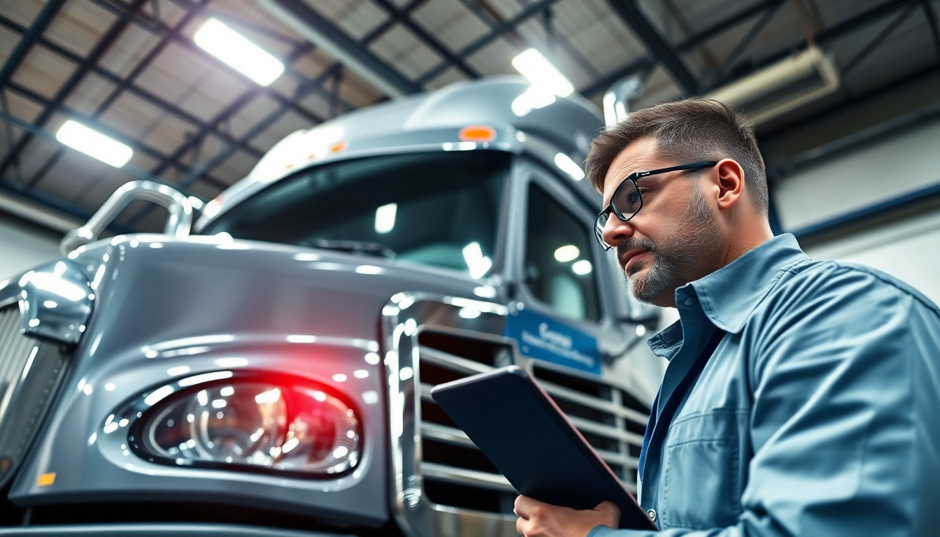 Lkw Gutachter Augsburg analysiert einen Lastwagen in einer professionellen Umgebung.