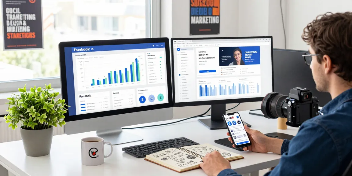Facebook Follower kaufen: Marketingstratege analysiert Follower-Wachstum in modernem Büro