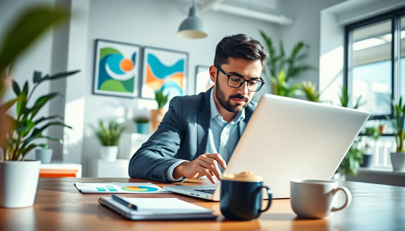 Die Marketingberatung zeigt einen Berater, der strategische Daten analysiert und kreative Ideen im modernen Büroumfeld umsetzt.