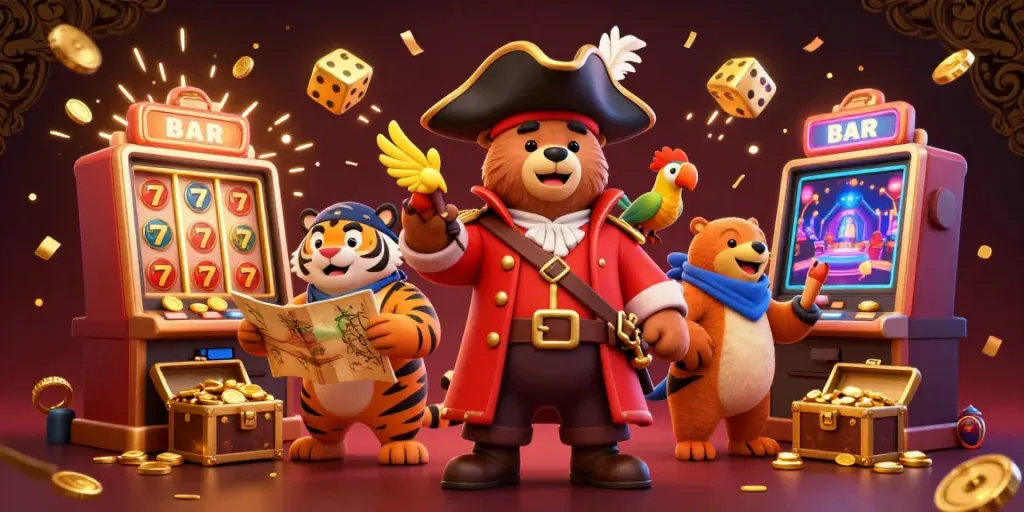 Experience exciting gameplay at XO88 with vibrant scenes filled with slots, prizes, and animated characters.
