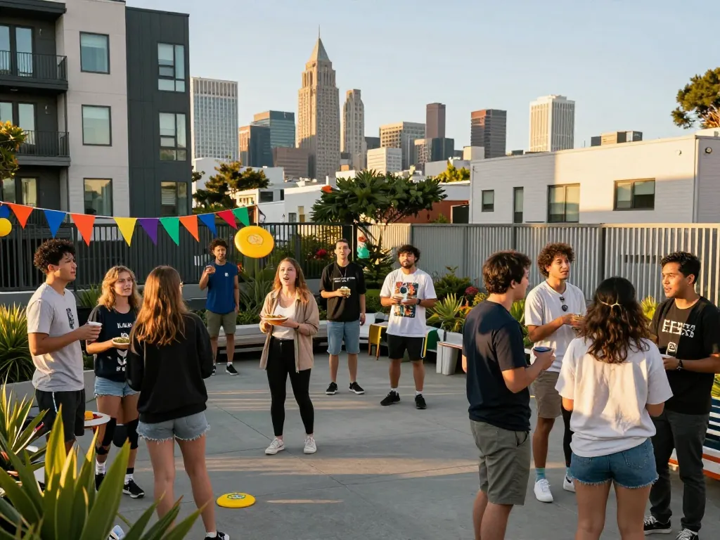 Community gathering at Five88, showcasing vibrant urban living and social connections.