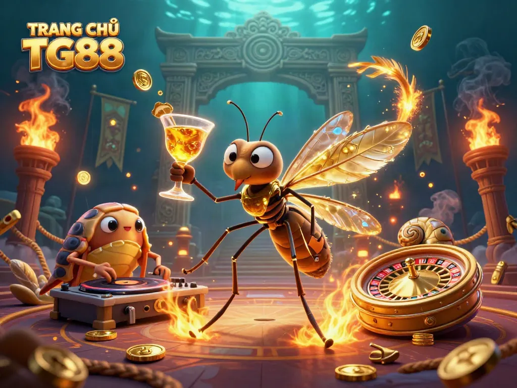 Experience entertainment with TRANG CHỦ TG88 as a unique casino scene featuring animated characters and vibrant colors.