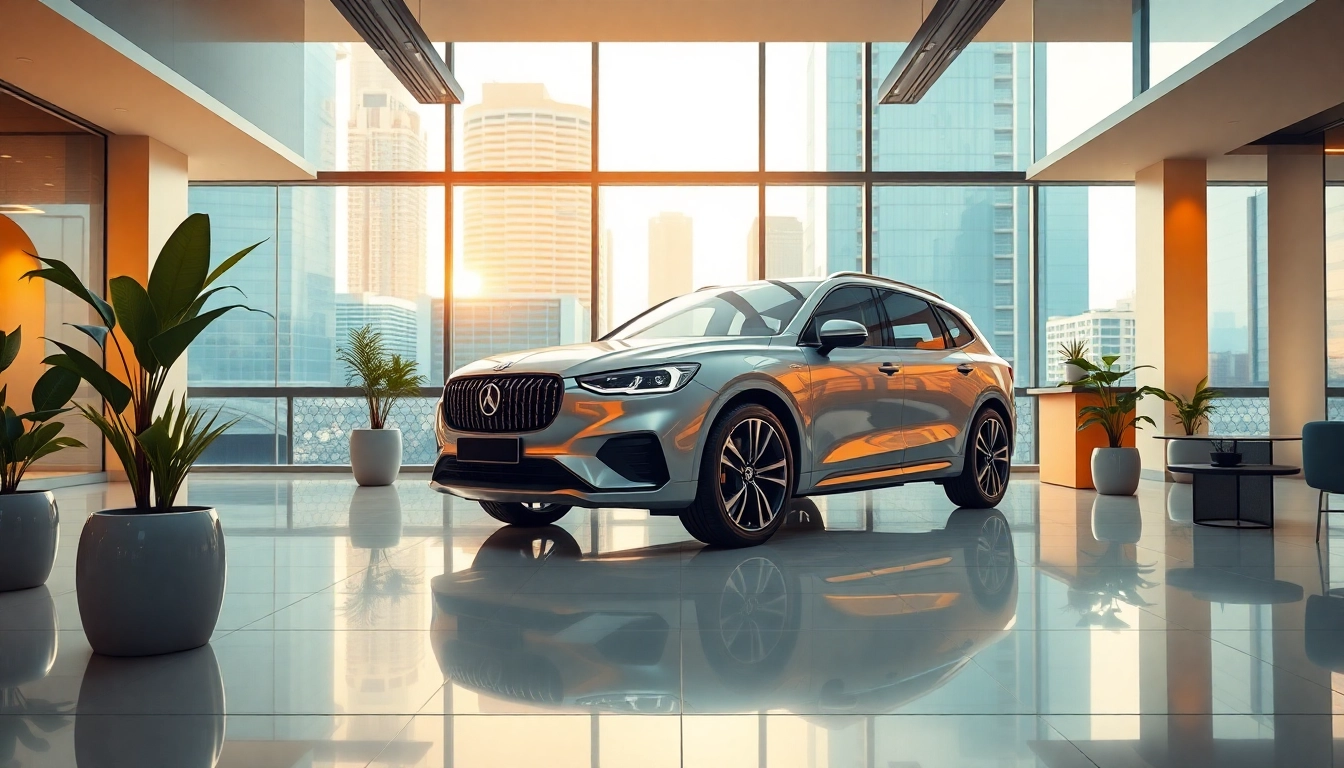 Auto kaufen in einem modernen Autohaus mit eleganten Fahrzeugen und einladender Atmosphäre.