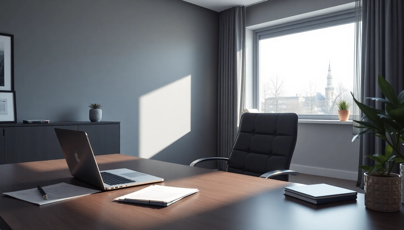 Headhunter Hagen demonstrates professionalism in a serene office environment with modern decor.