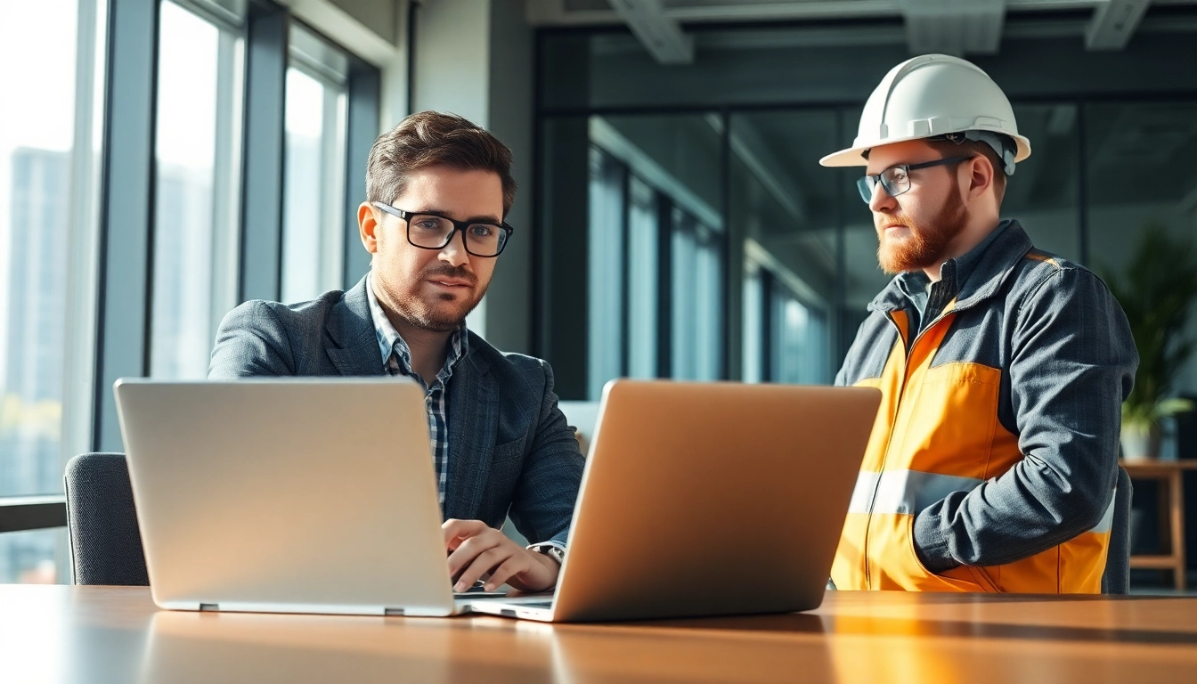 Headhunter Ingenieure kommuniziert effektiv mit einem Ingenieur in modernem Büro.