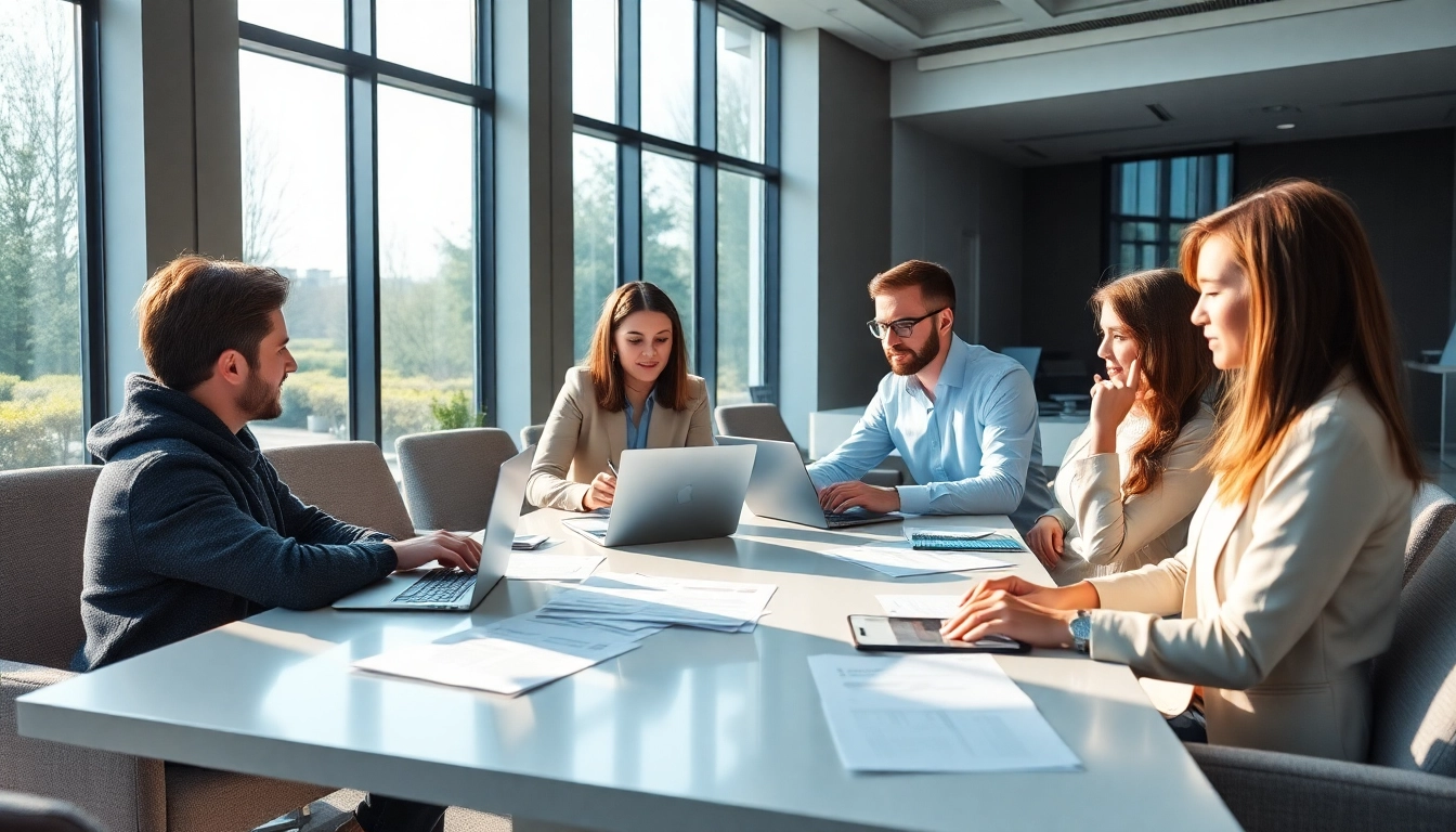 Engaged Headhunter Monchengladbach conducting a professional meeting with candidates in a modern office.