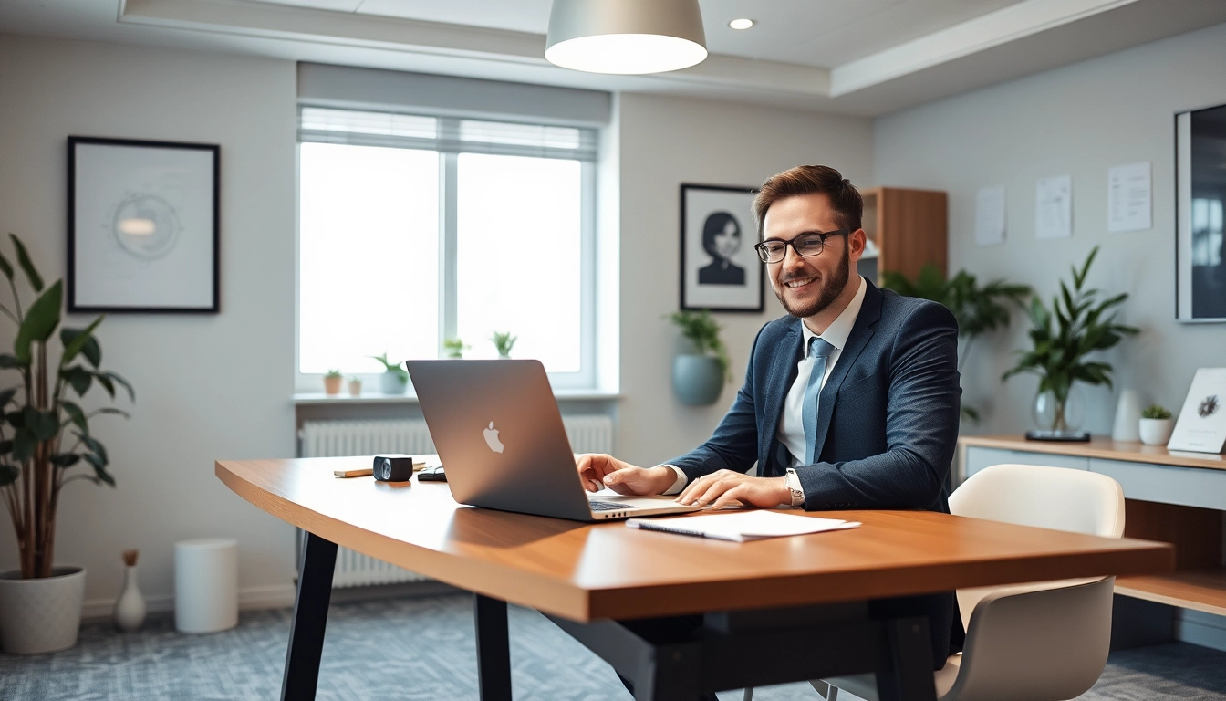 Professioneller Headhunter IT arbeitet an einem modernen Schreibtisch.