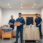 Umzugsunternehmen Hagen, professionelle Umzugshelfer packen Möbel sorgfältig ein.