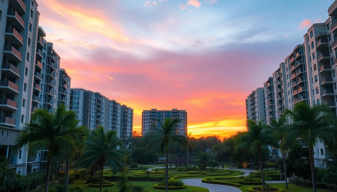 Explore the serene Tampines EC during a beautiful sunset.
