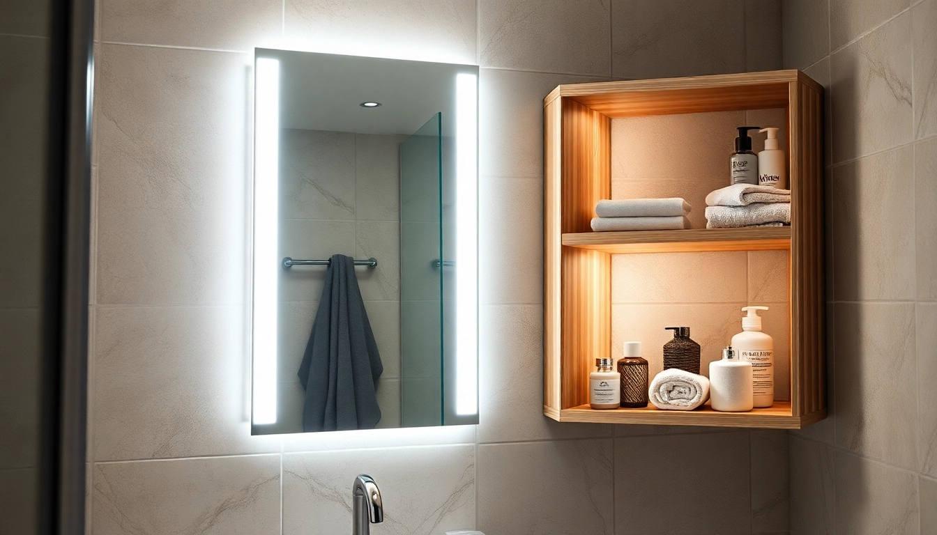 Entdecken Sie den eleganten sonni Spiegelschrank mit stilvoller LED-Beleuchtung und praktischer Stauraumlösung.