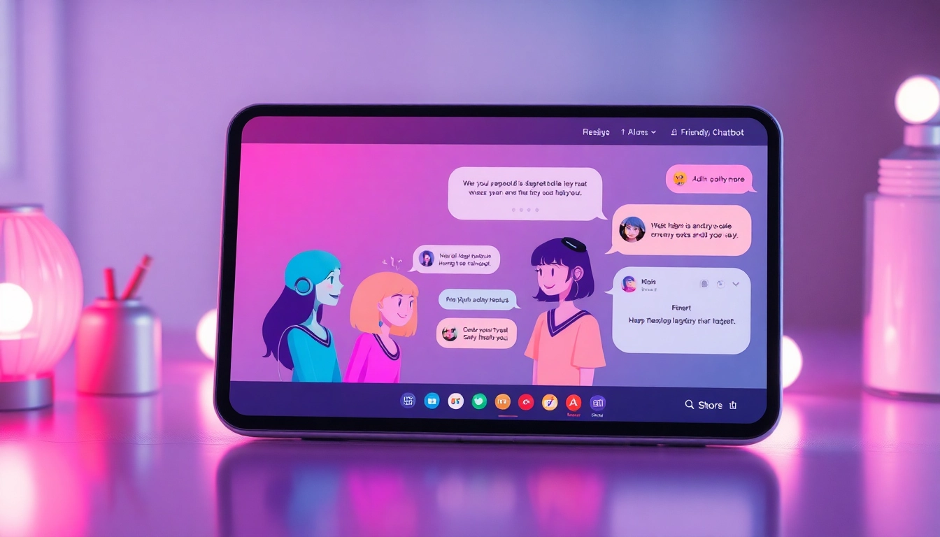 Engaging AI chatbot interface showcasing free sex AI interactions with colorful characters.