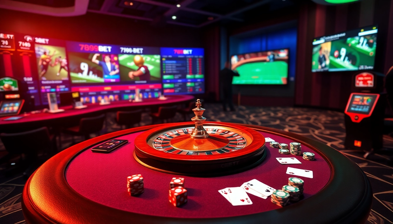 Experience the excitement of gambling at 789BET with vibrant casino elements and thrilling gaming visuals.