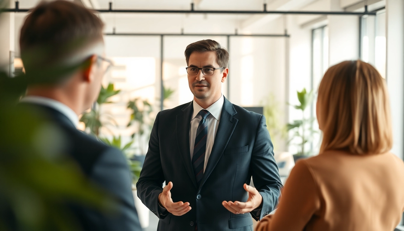 Headhunter IT berät Kunden professionell in modernem Büro mit warmem Ambiente.