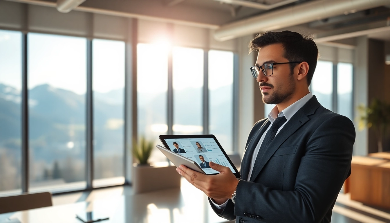 Headhunter Schweiz strategizes with candidates in a modern office setting.
