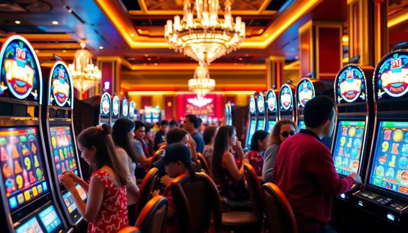 Mainkan Slot77 dengan antusias di kasino yang mewah dan ramai.