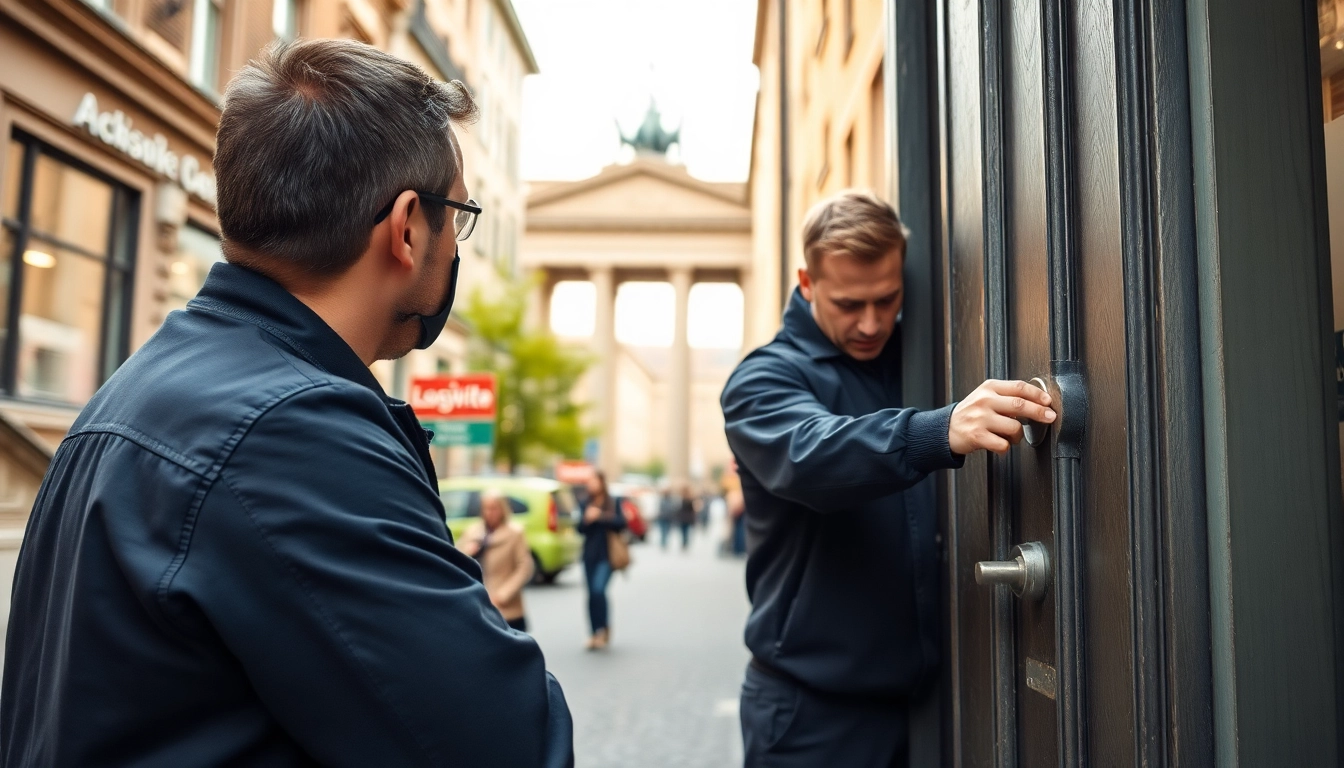 Schlüsseldienst Notdienst Berlin: Techniker öffnet eine Tür in Berlin.
