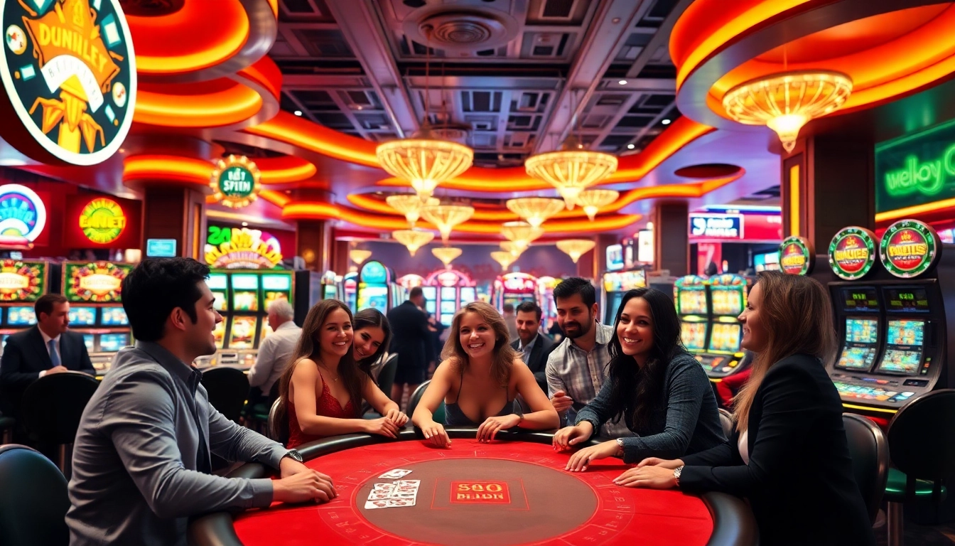 Spieler genießen spannende Spiele im LolaJack Casino mit festlicher Atmosphäre und leuchtenden Farben. related image